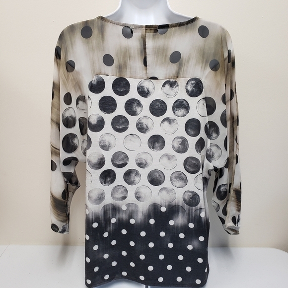 B.L.E.U. Circle Moons Top Size Large BLEU - Picture 2 of 6